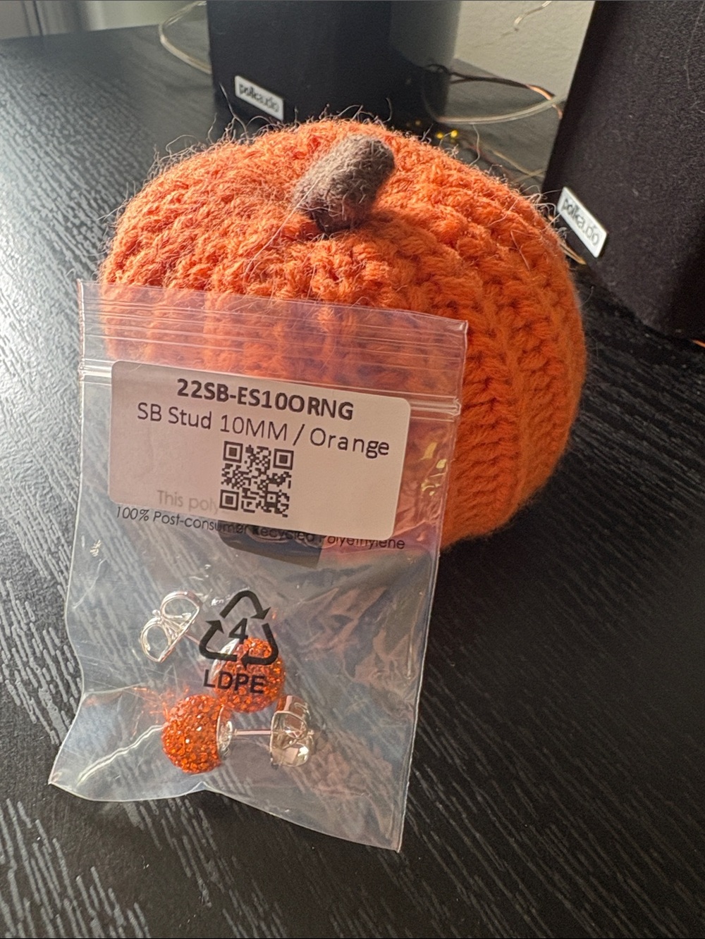 Hillberg & Berk Orange Sparkle Medium Stud Earrings